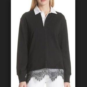 NWT Rag and Bone Lace Trim Collared Rugby Sweatshirt
